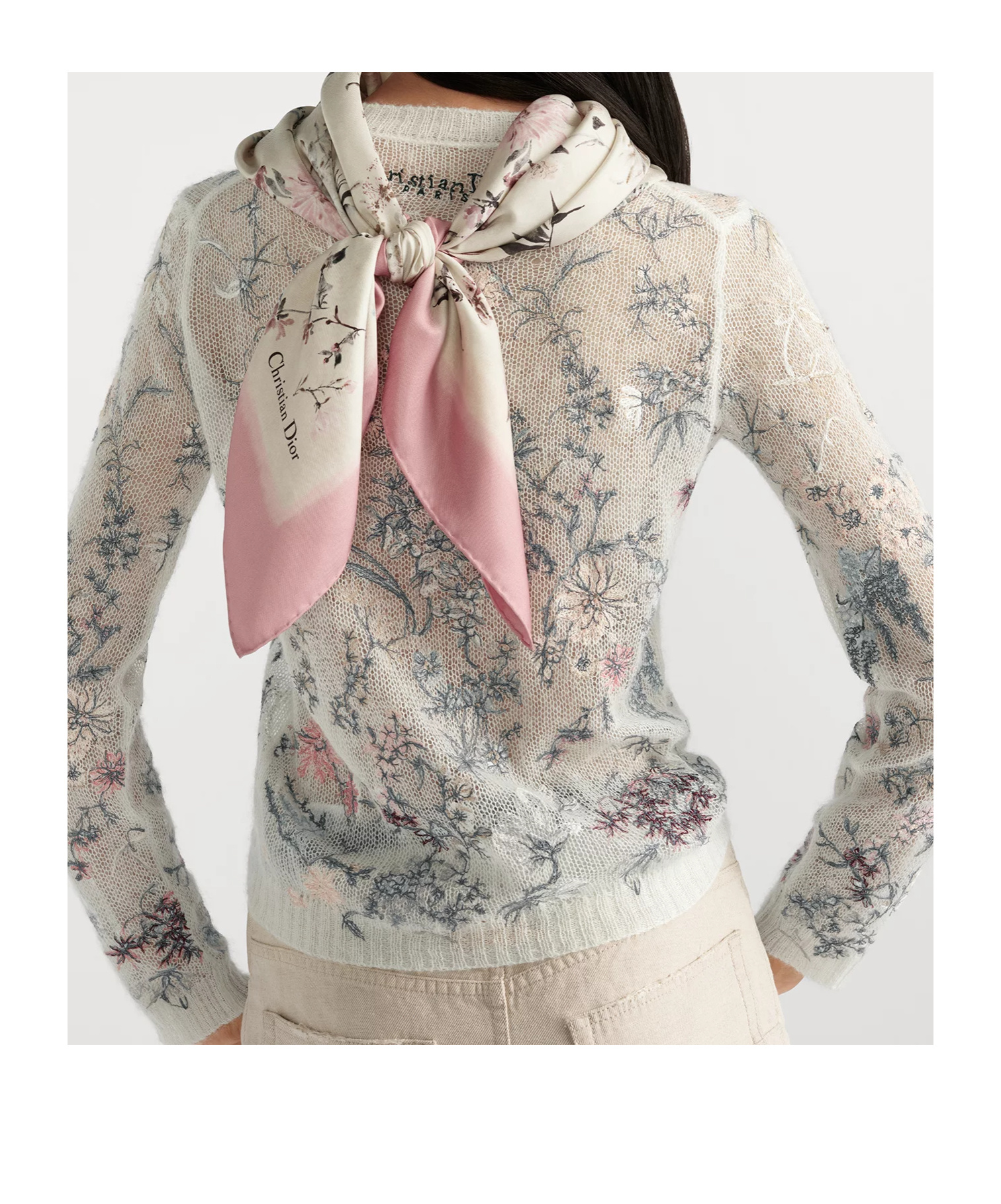 Dior Millefiori 90 Square Scarf In White