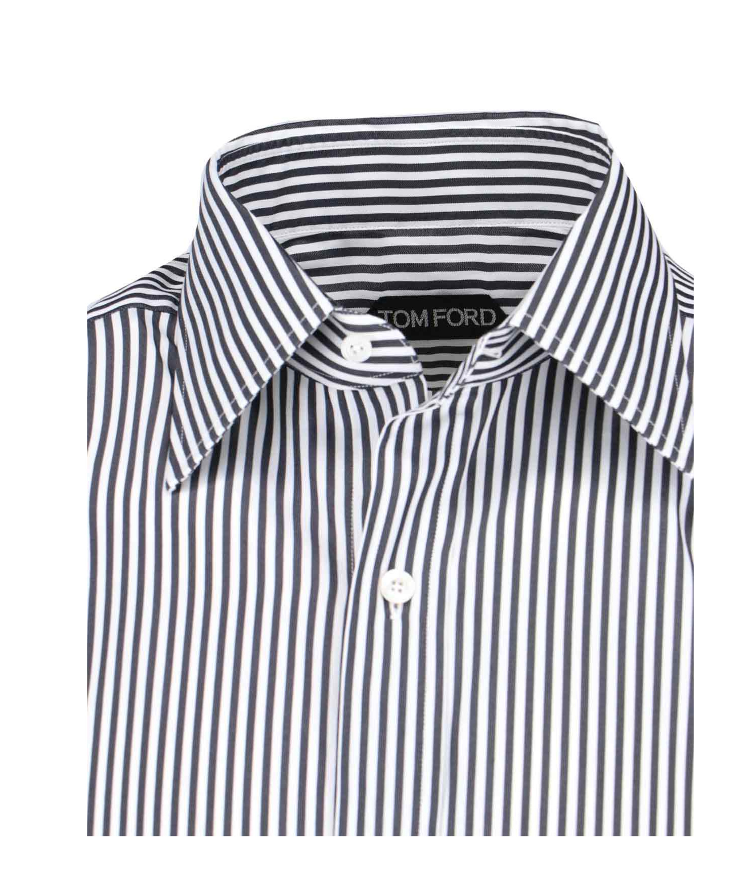 Tom Ford Striped Pattern Button-down Collar Long Sleeves Shirt