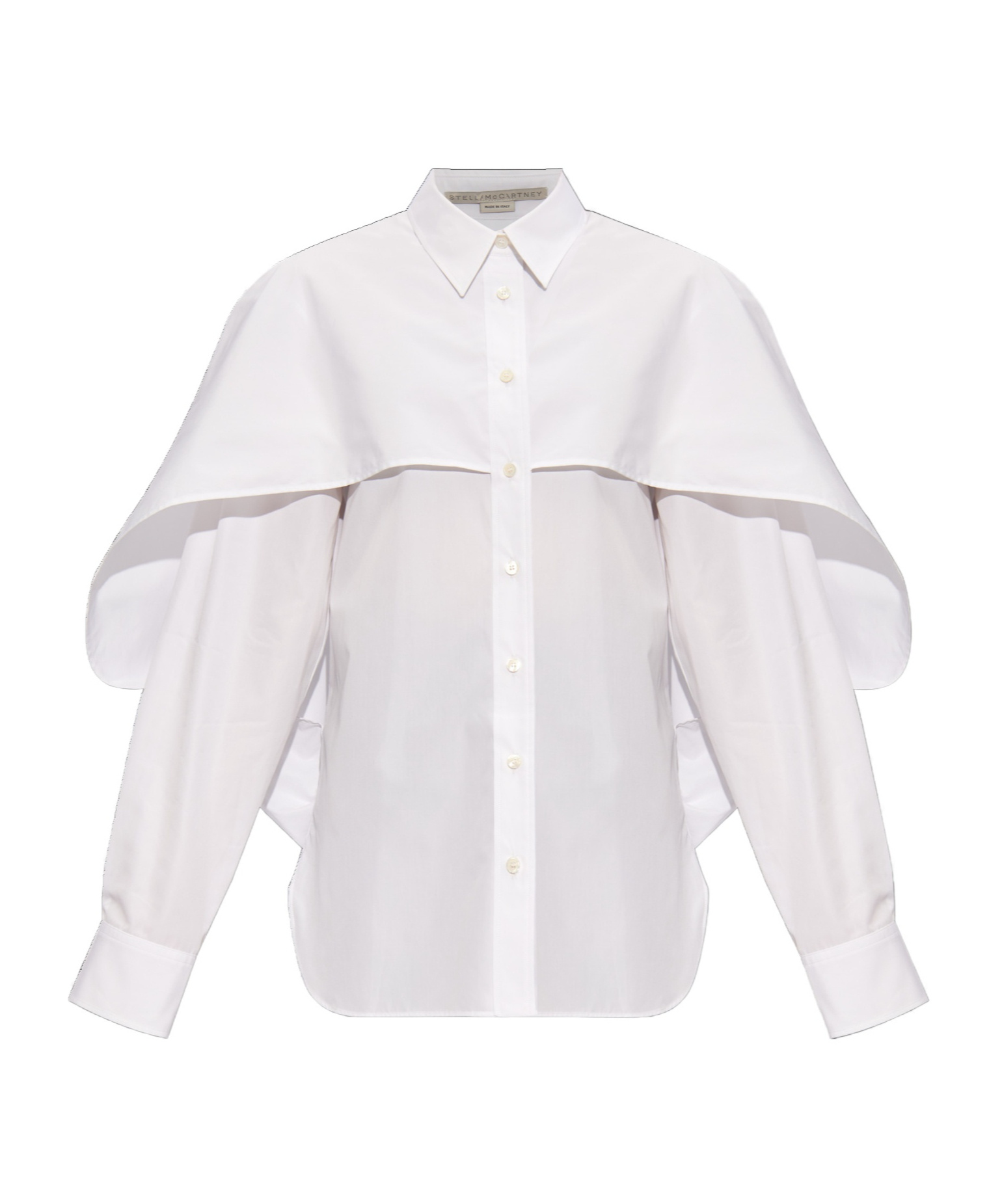 Stella Mccartney Long-sleeved Cape Shirt In White