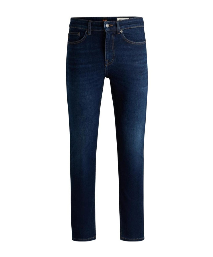 Hugo Boss Regular-fit Jeans In Dark-blue Super-stretch Denim In Black