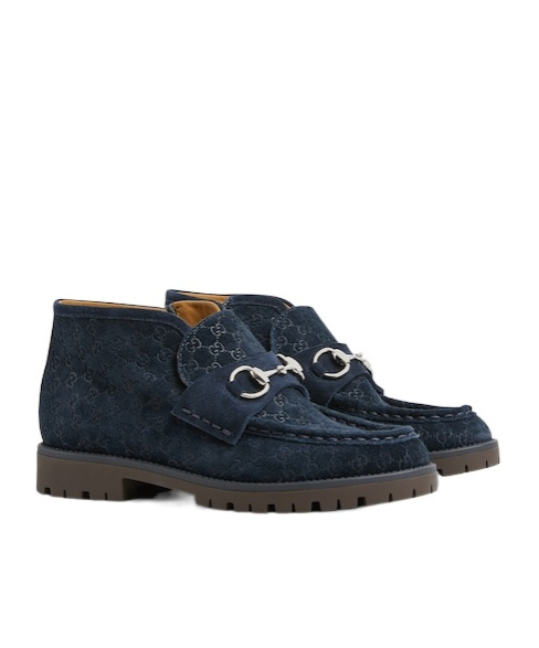 Gucci Horsebit Leather Boot In Blue