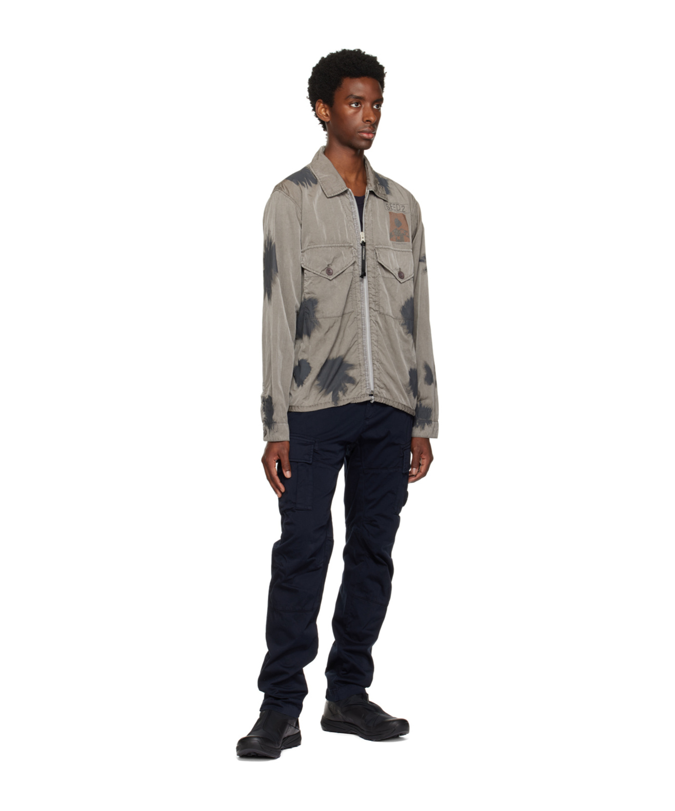 C.p. Company Logo-printed Casual Jacket In Gray