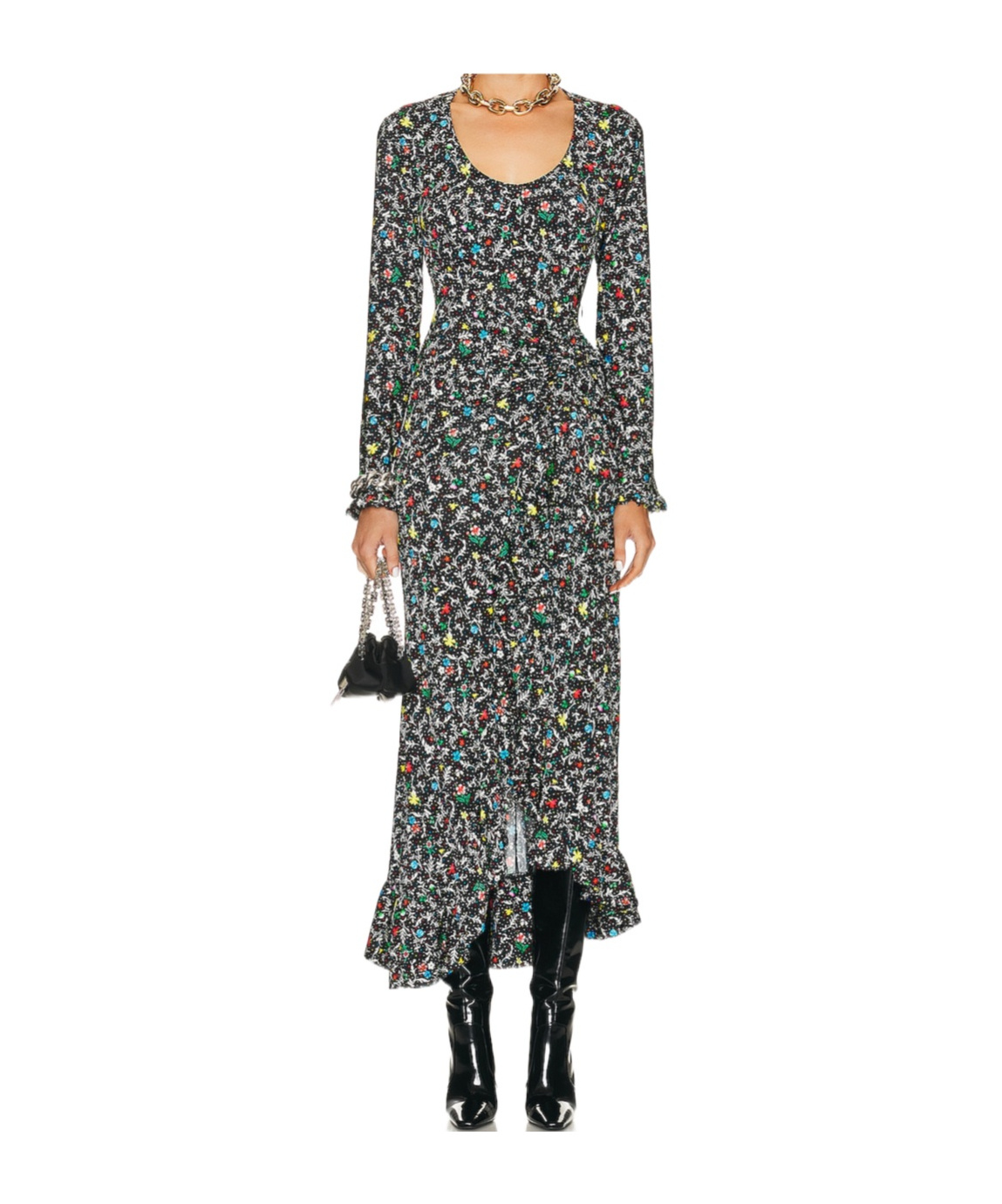 Rabanne Long-sleeved Dress In Black