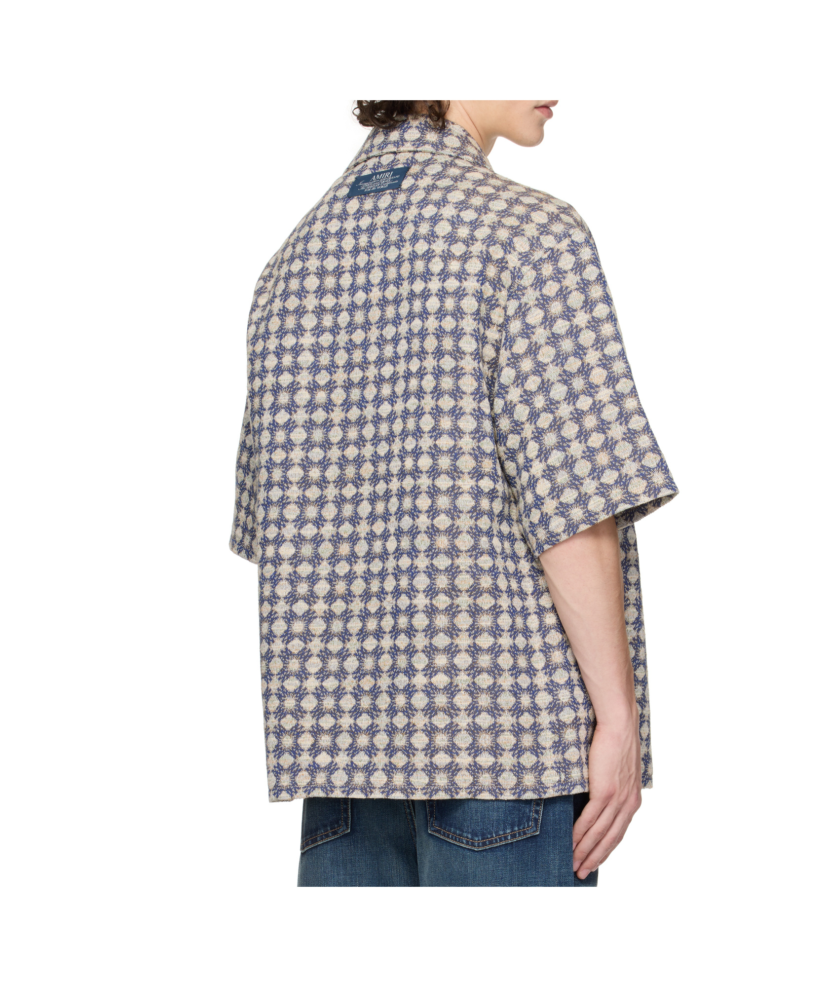 Amiri Ma Quad Boucle Camp Shirt In Gray