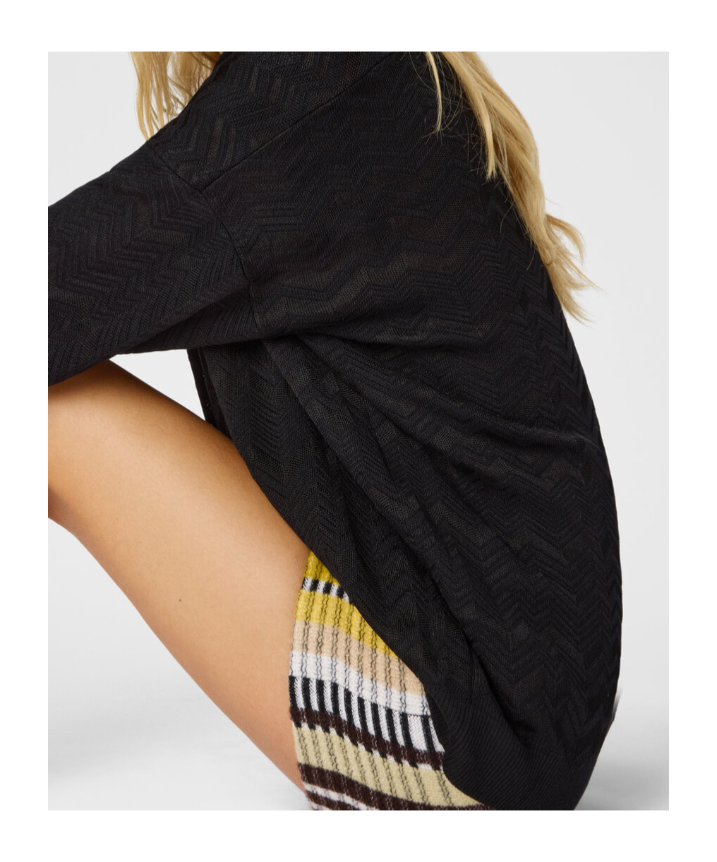 Missoni Oversize-pullover Mit V-ausschnitt Und Chevronmuster In Black