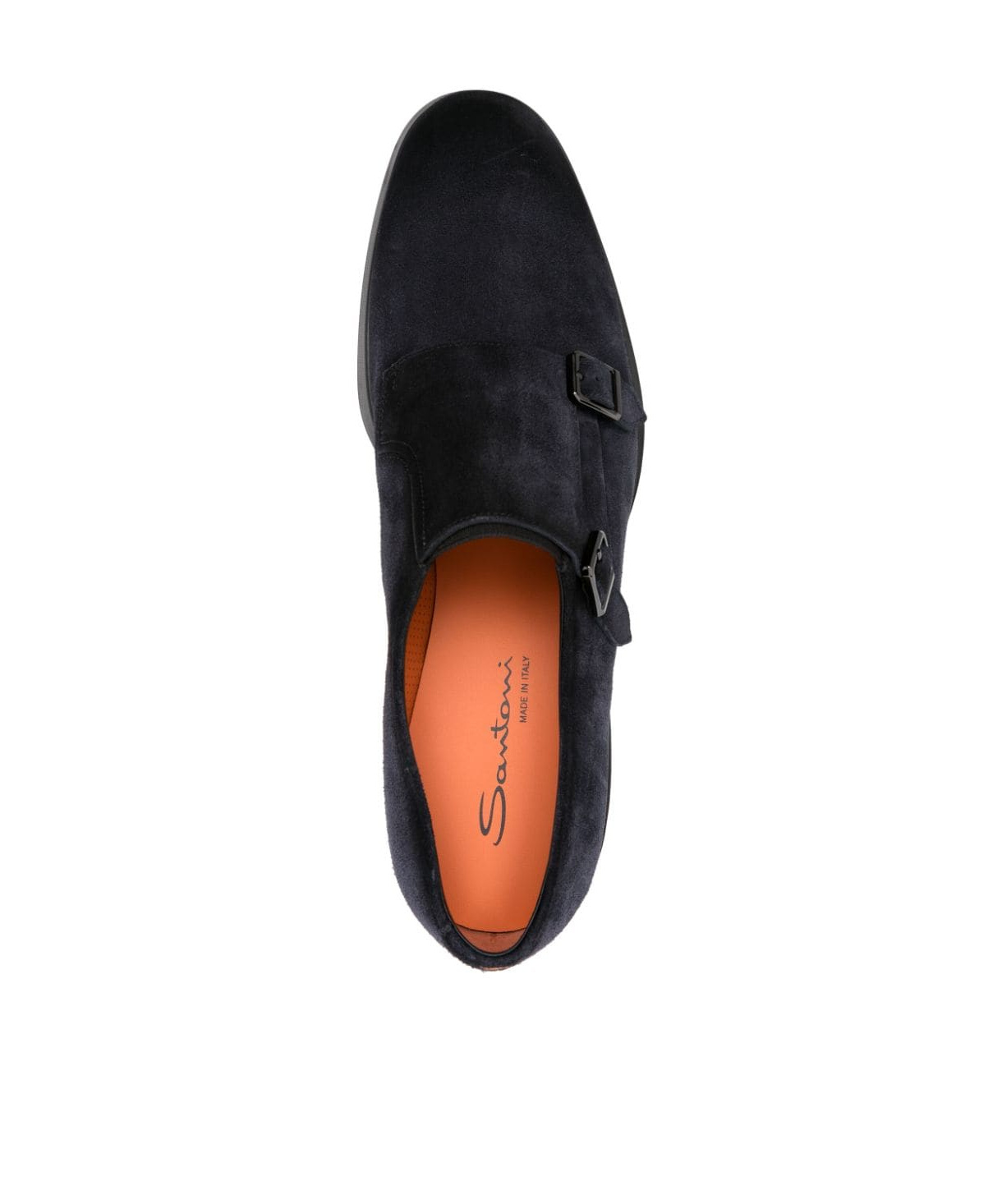 Santoni Round Toe Calf Suede Brogues With Rubber Sole In Black