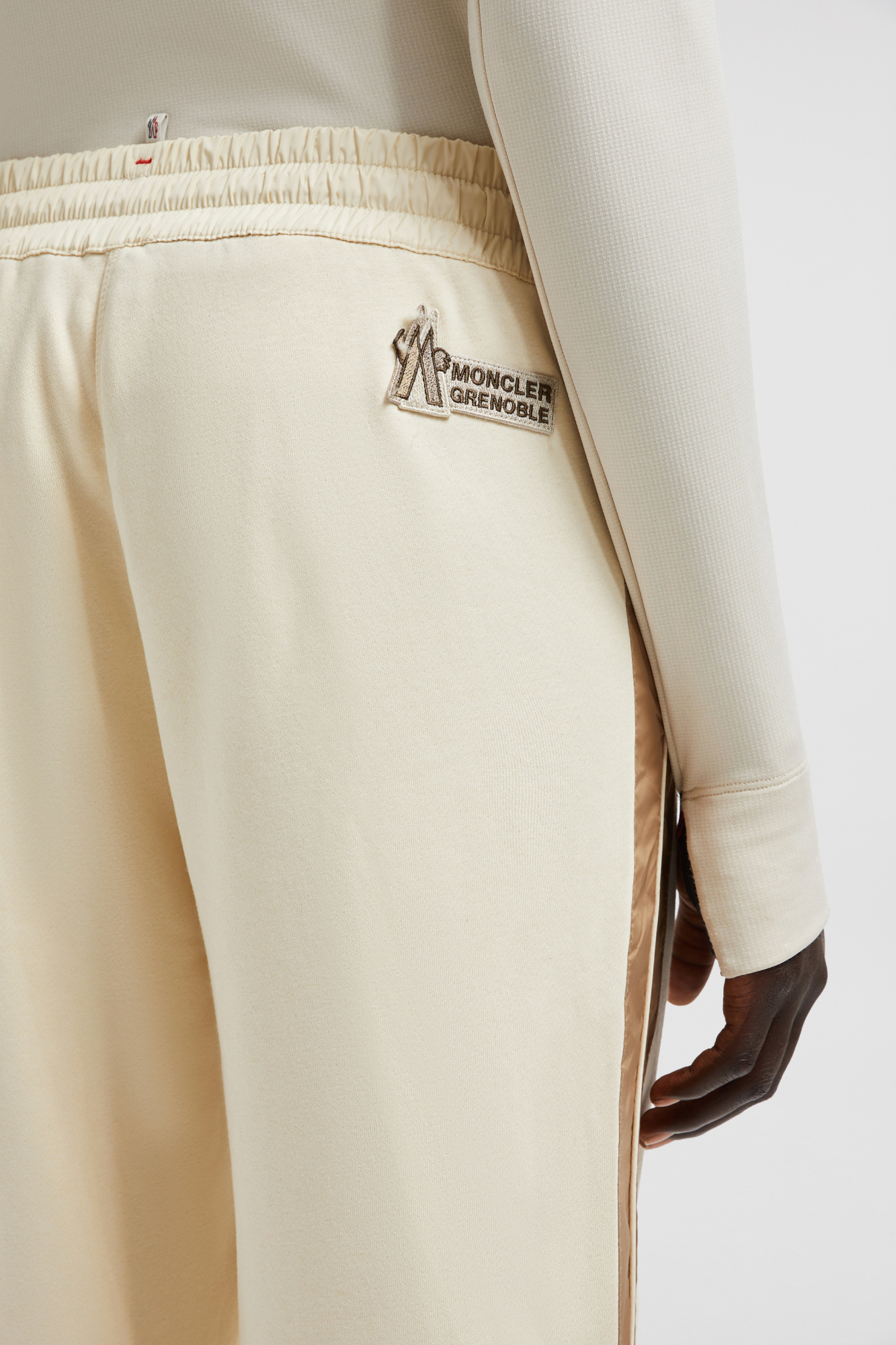 Shop Moncler Padded Mountain Logo Track Pants In White