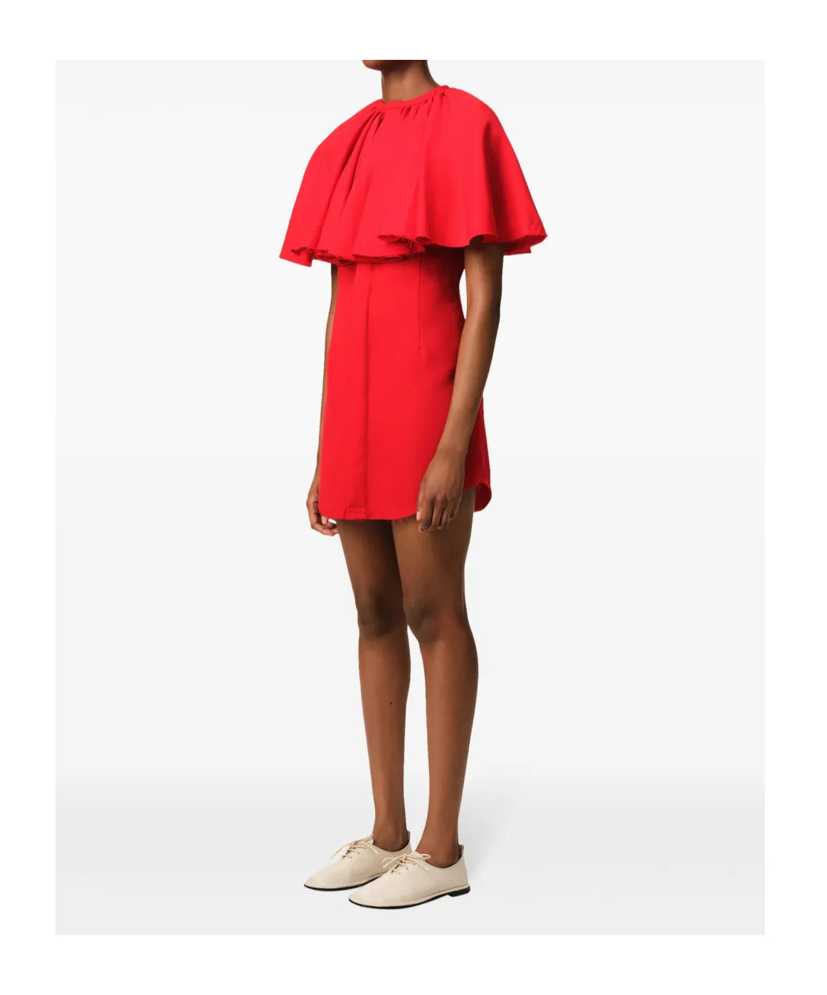 Ami Alexandre Mattiussi Red Wool Shirt Dress With Ruff Red In Red