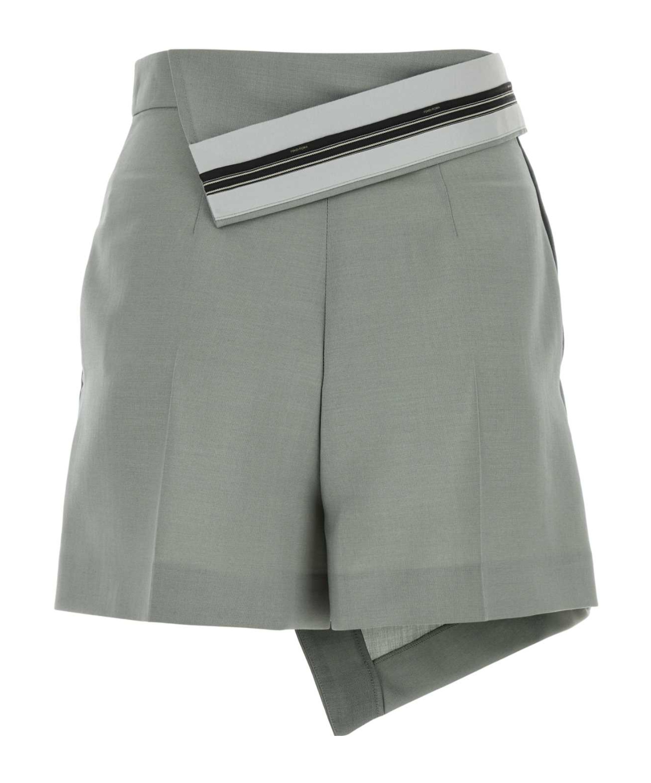 Fendi Wrap Mohair-blend Shorts In Gray