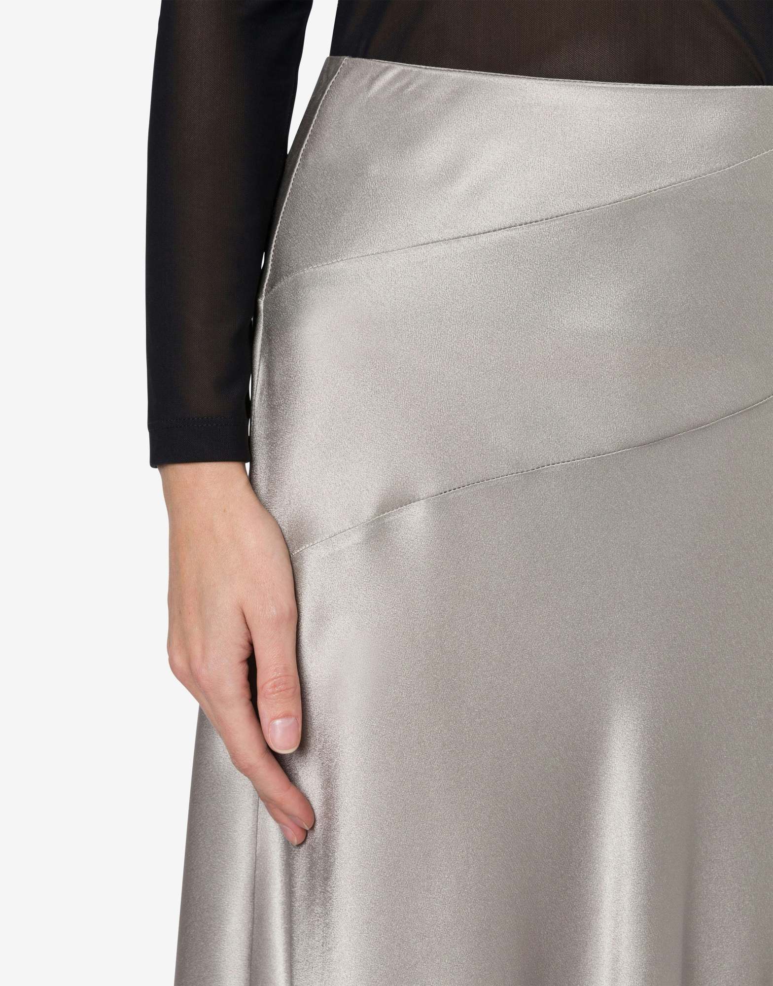 Alberta Ferretti Fluted Satin Skirt In Gray