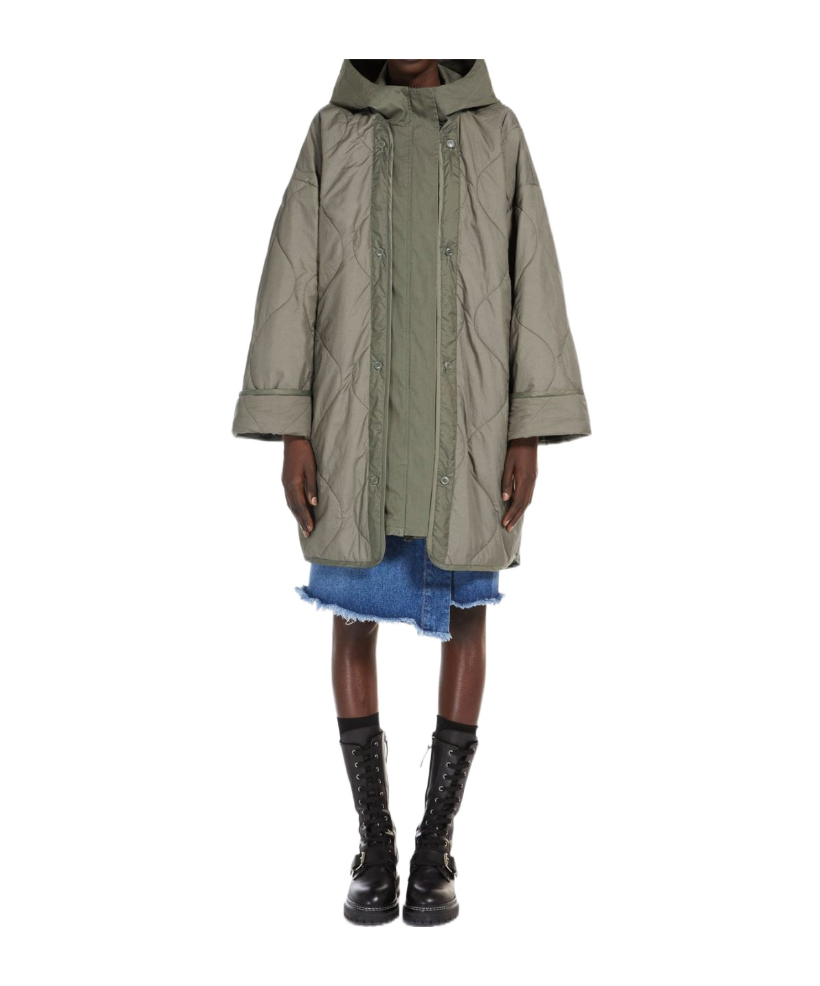 Weekend Max Mara Double-sided Waterproof Cotton Parka Coat In Gray