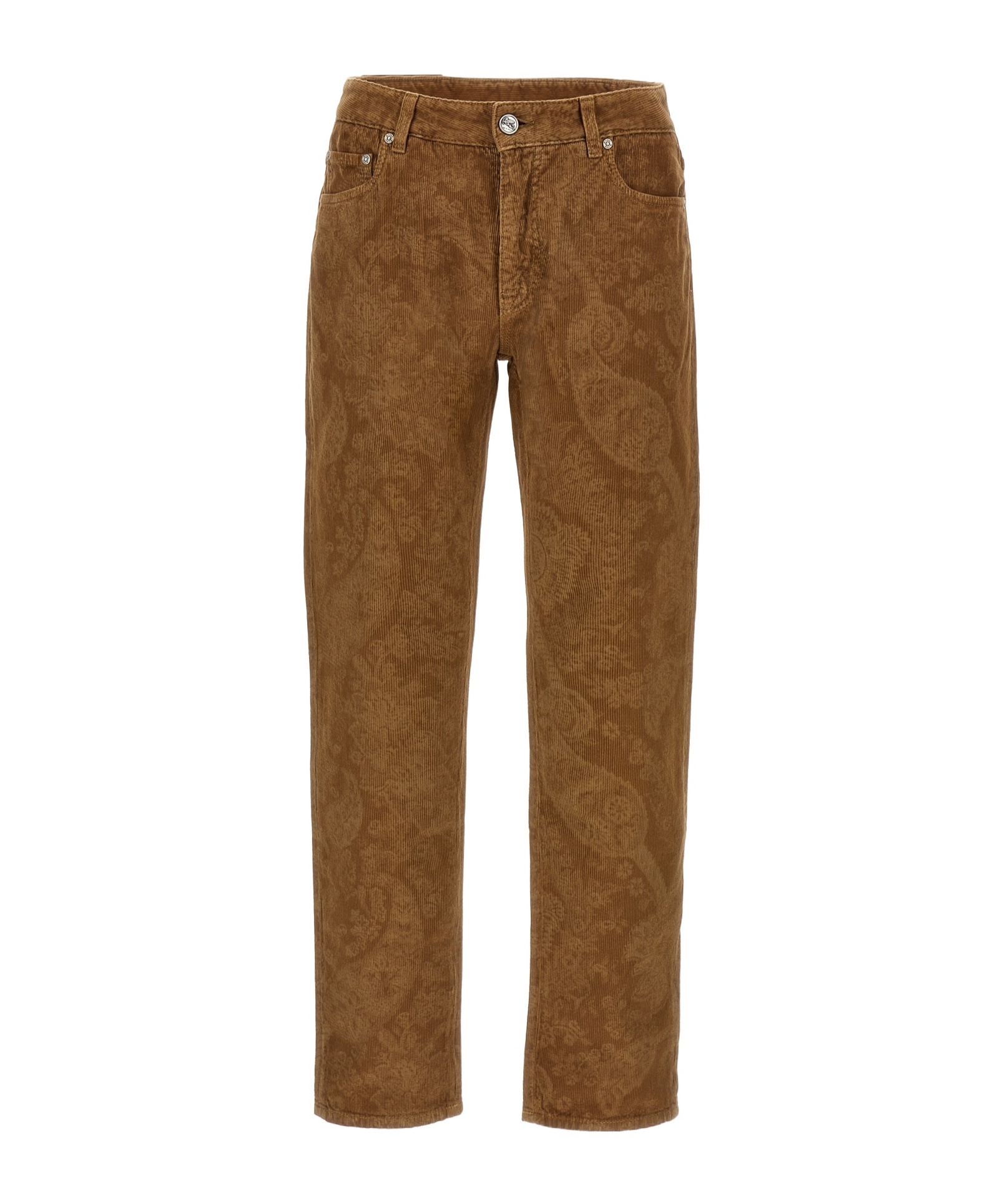 Etro Velvet Trousers Featuring Paisley Pattern In Brown