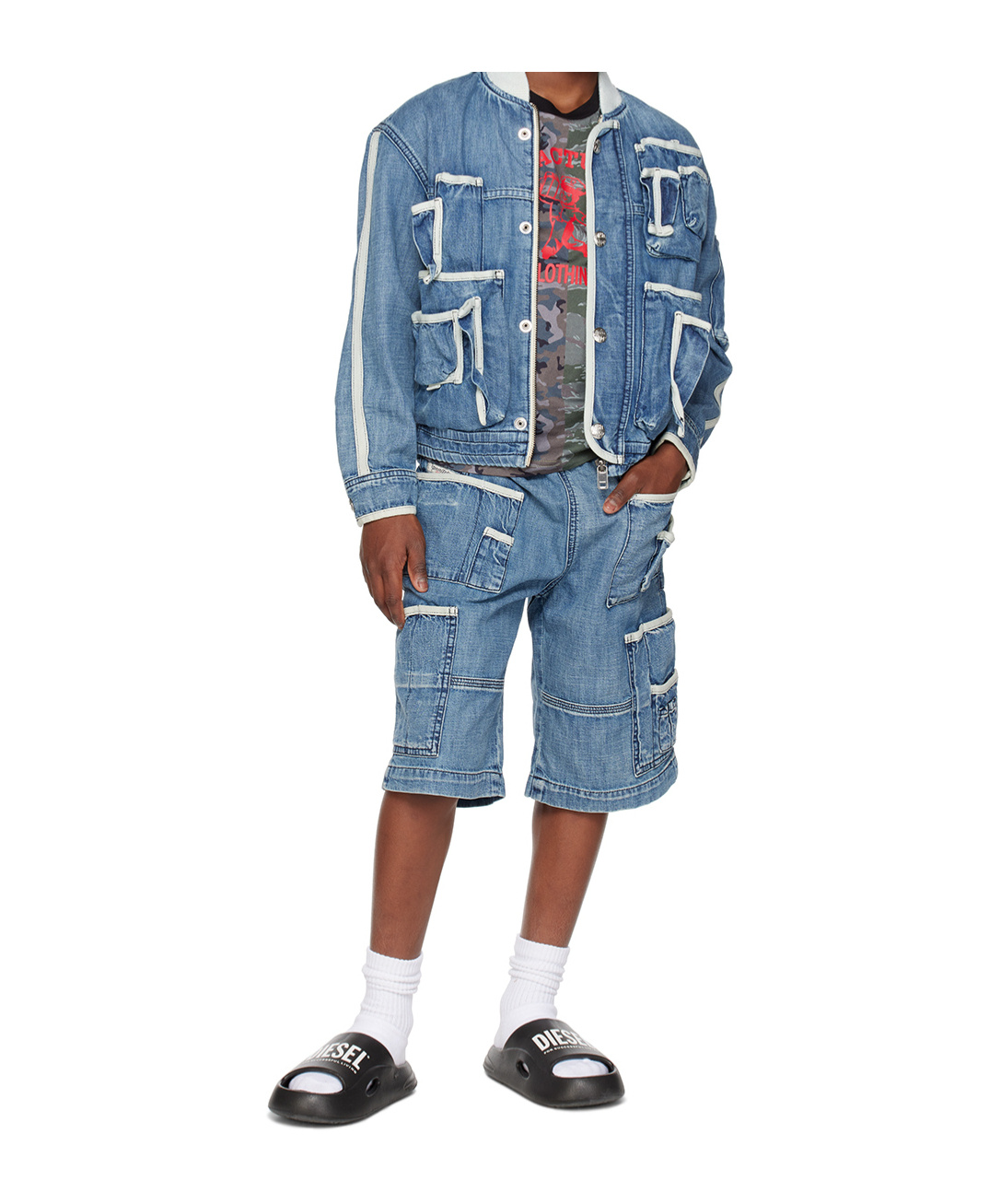 Diesel Piek Denim Shorts In Blue