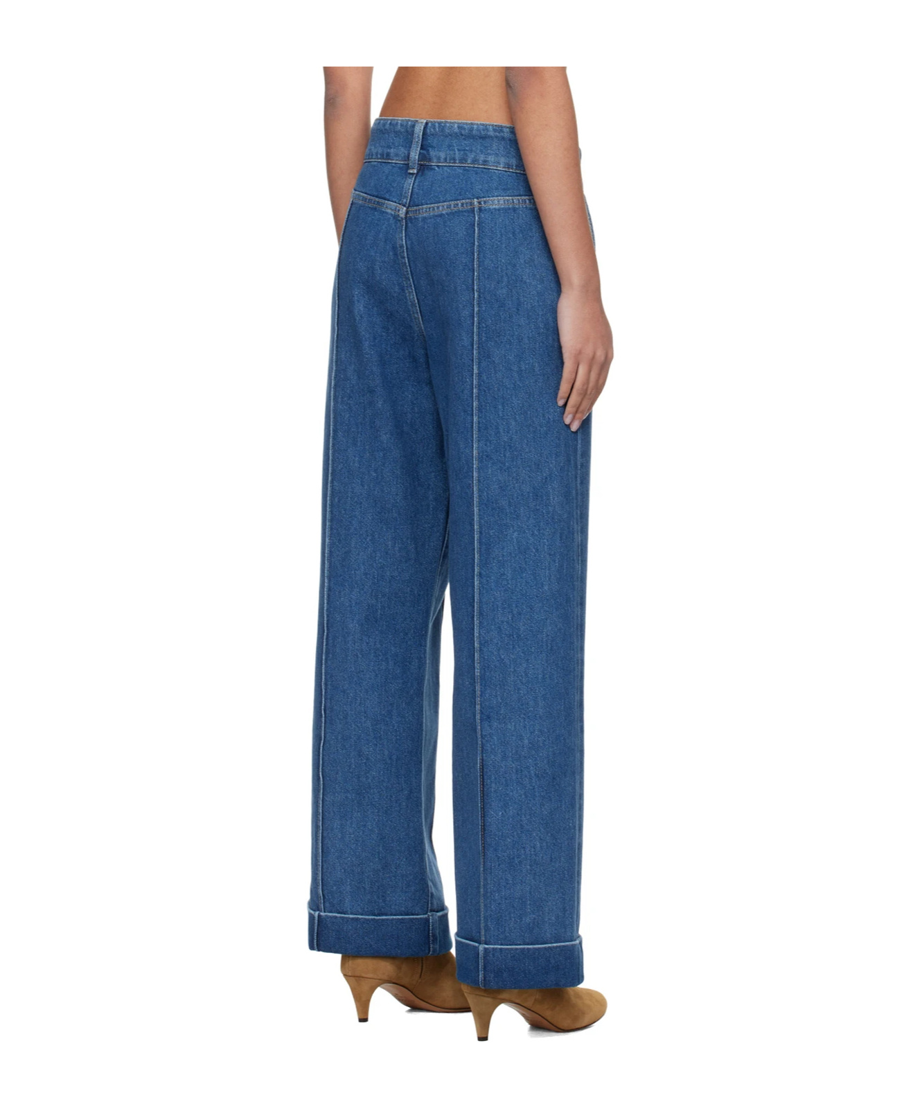 Frame Denim 70s Cuffed Lago Di Como Straight Jean In Blue