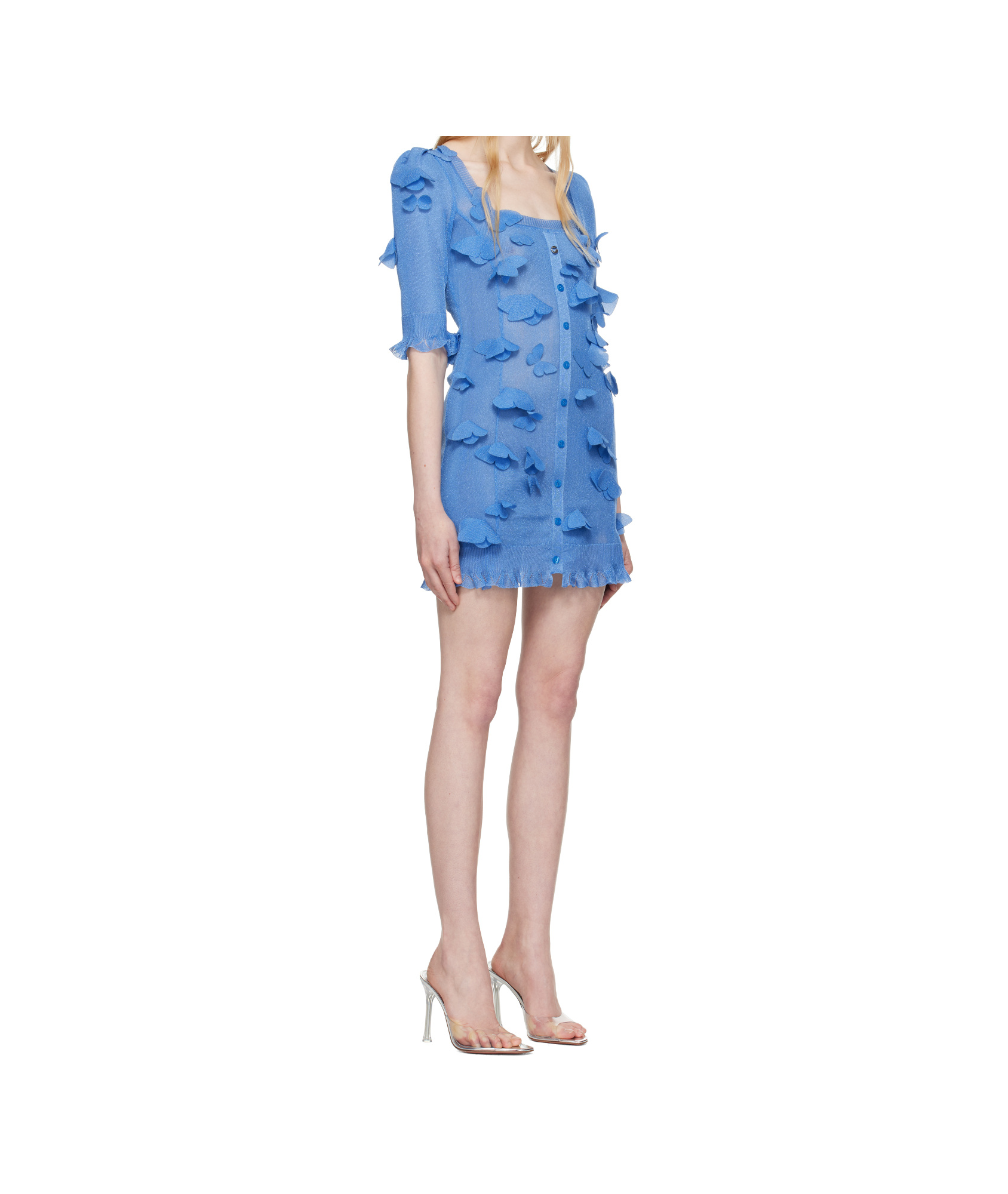 Coperni Metallic Knit Butterfly Button-front Mini Dress