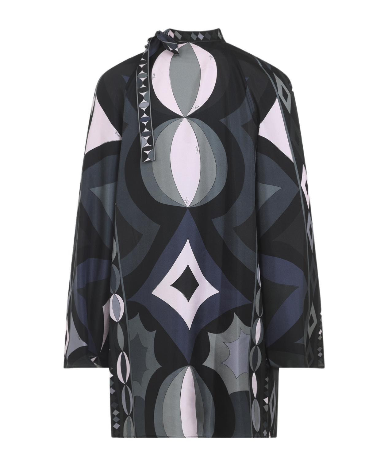 Pucci Geometric Pattern Long Sleeve High Neck Dress In Black