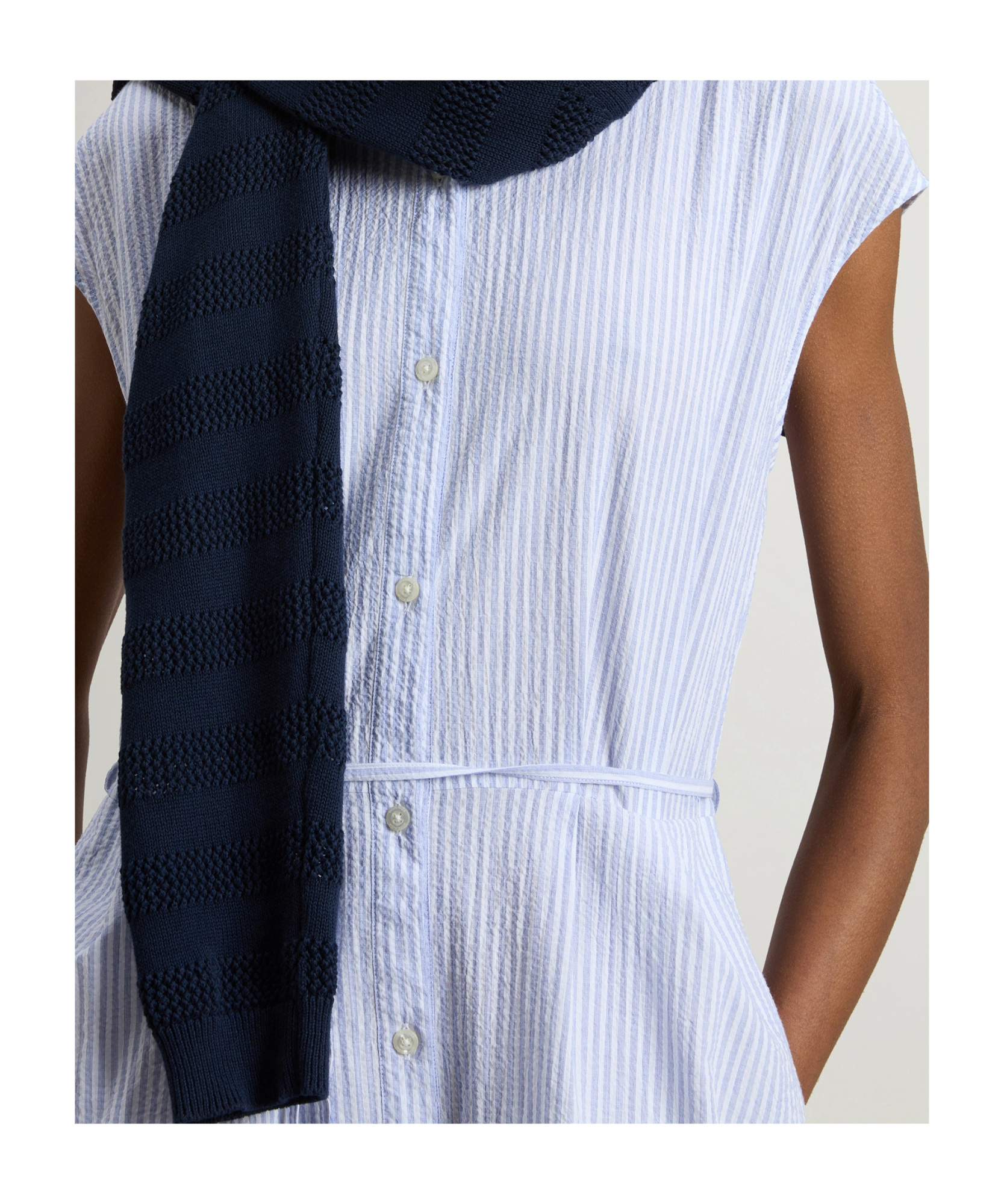 Woolrich Button-down Midi Dress With Fitted Waist And Flowing Skirt In Blue