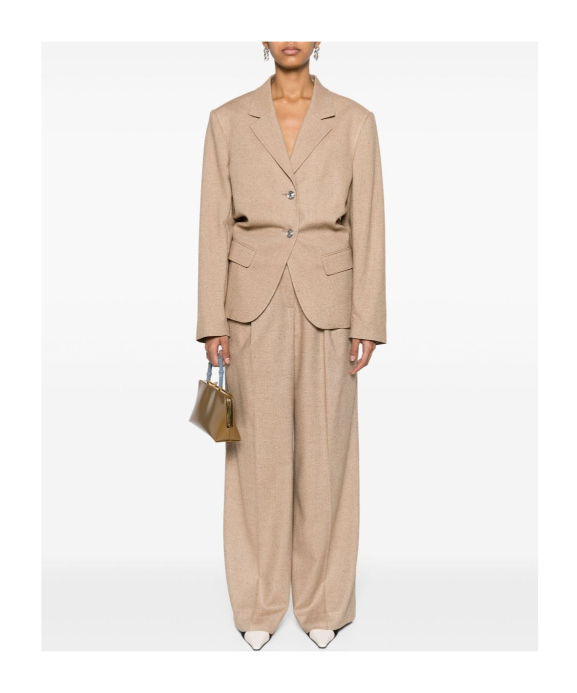 Remain Birger Christensen Wide-leg Textured Trousers In Nude