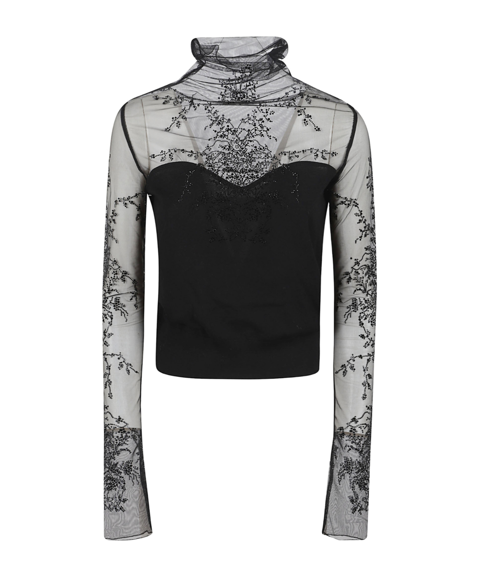 Ermanno Scervino High Neck Long Sleeve Knit Sweater In Black