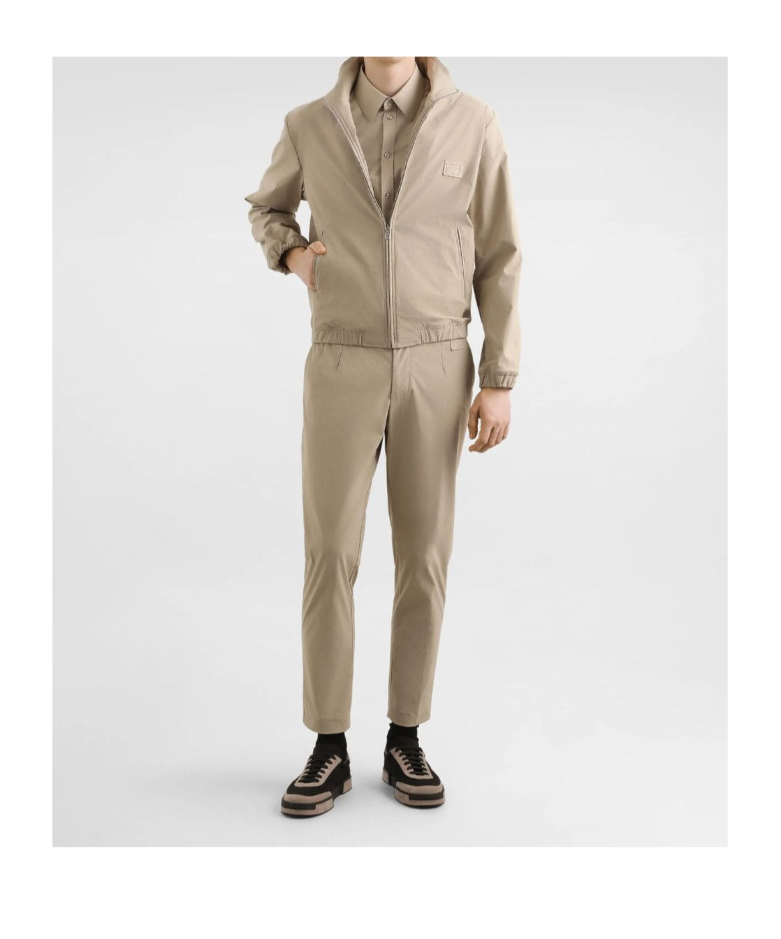 Dolce & Gabbana Logo-patch Lightweight Jacket In Brown