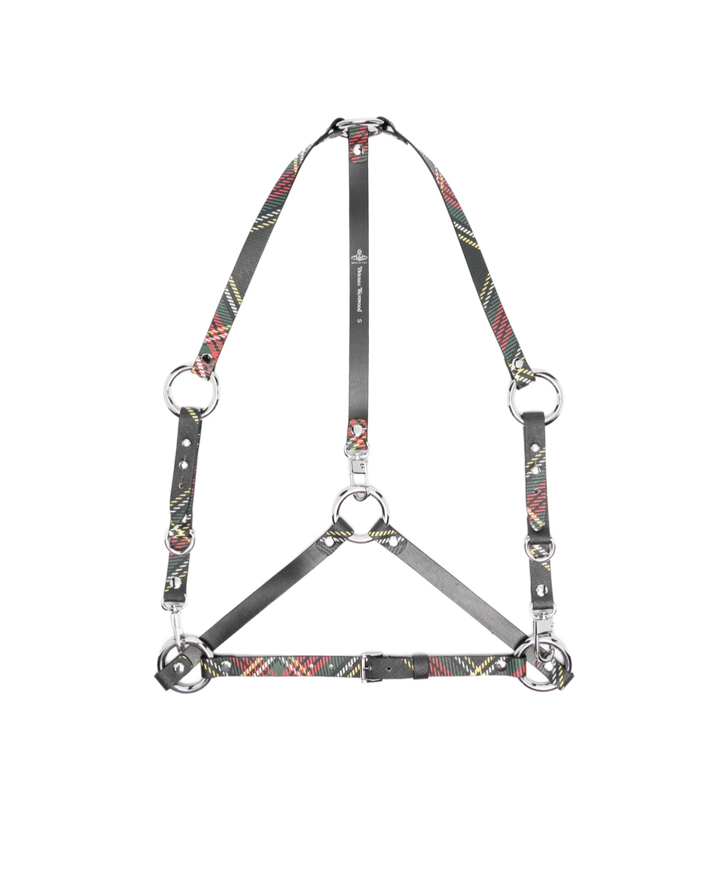 Vivienne Westwood Stud Plaid-pattern Leather Belt Harness In Gray