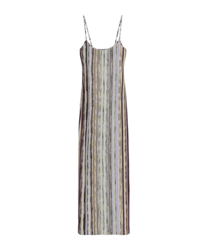 Shop Missoni Striped Lurex Dress In Gray