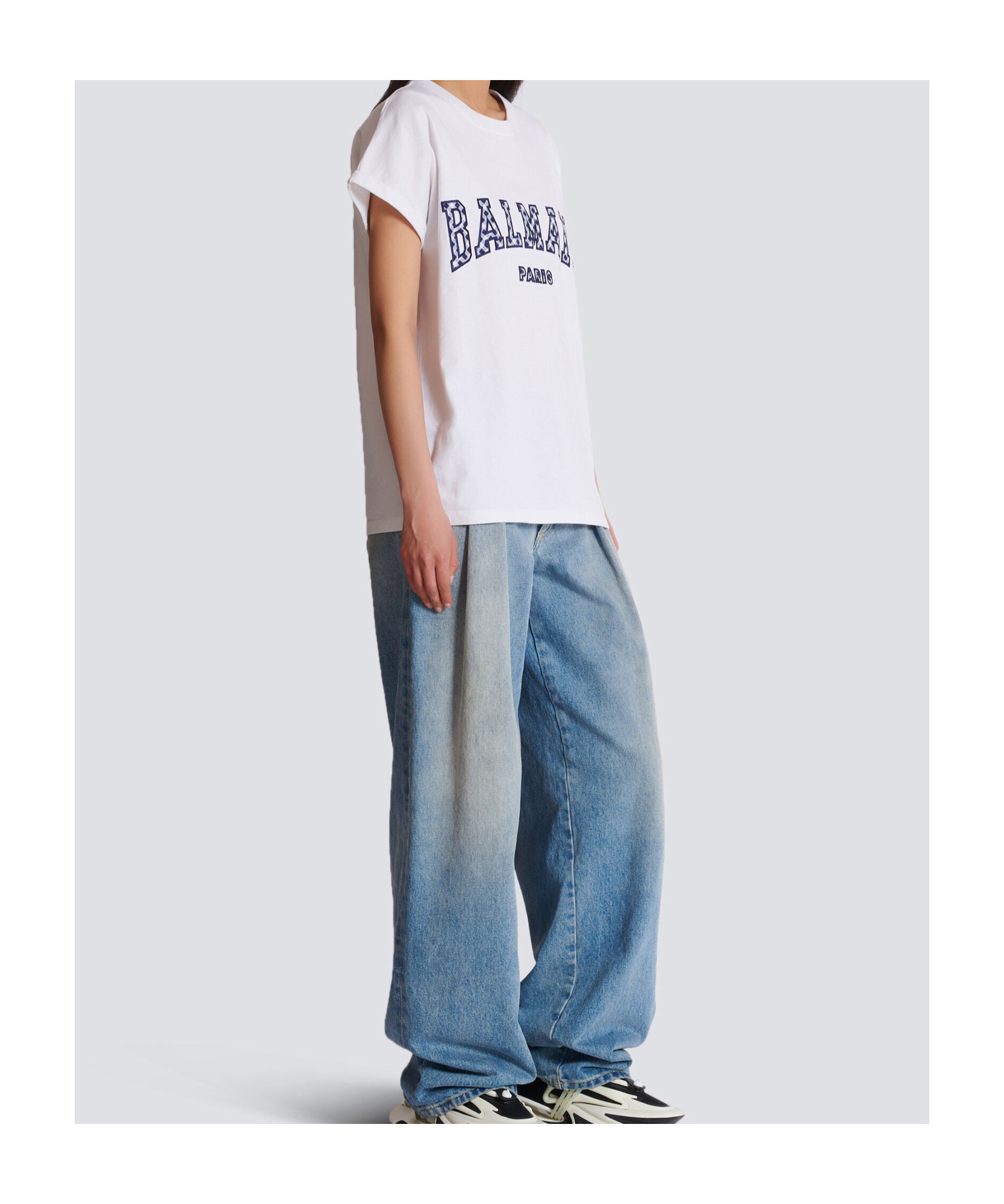 Balmain Gingham Paris T-shirt In White