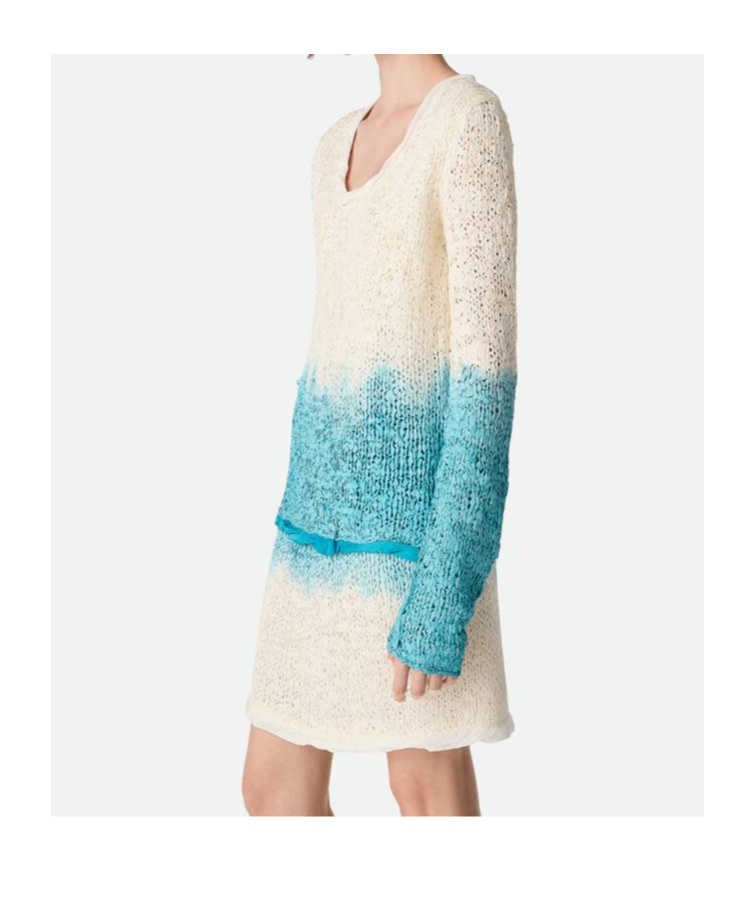 Bottega Veneta Wool And Silk Overdyed Jumper In Blue