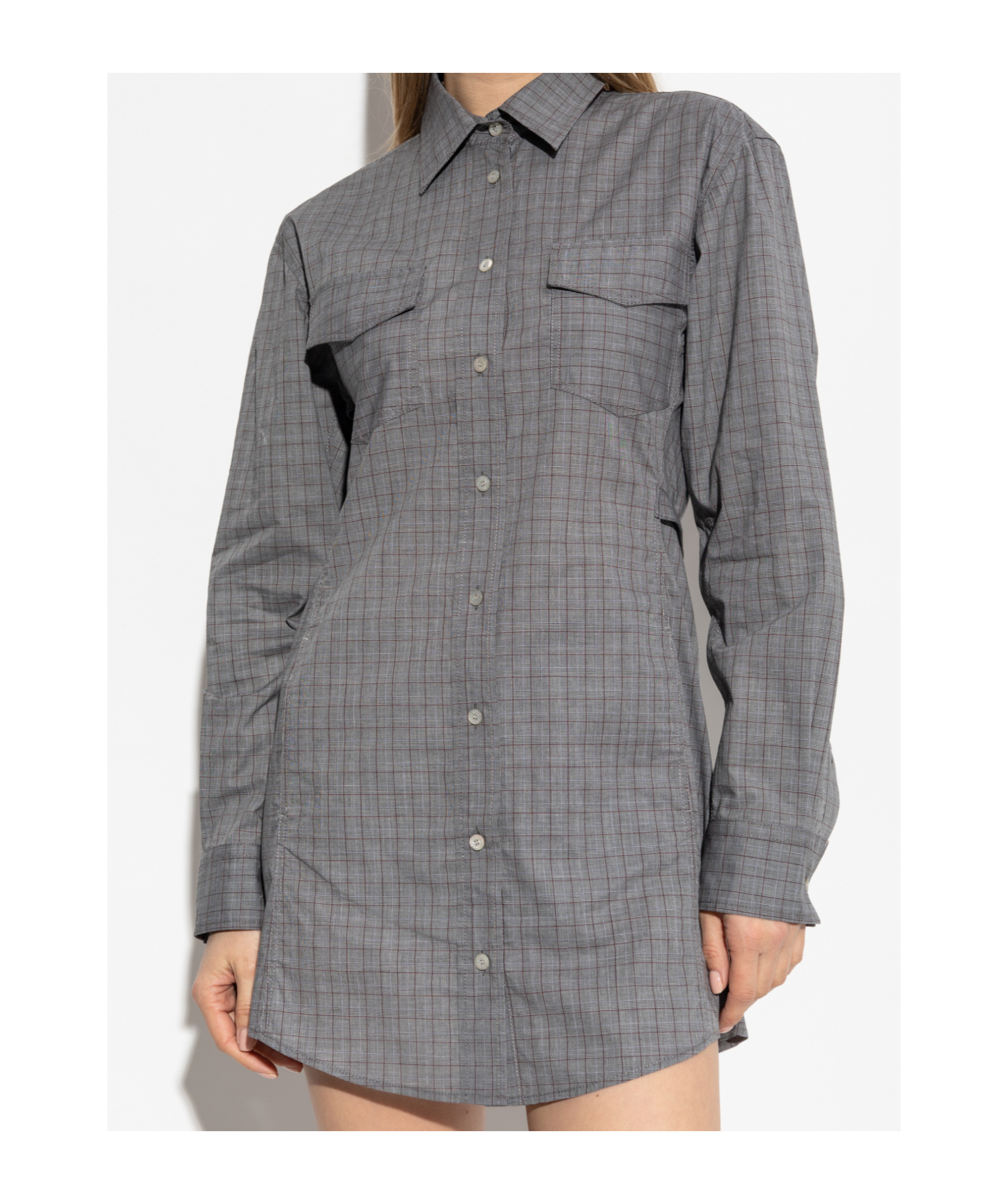 Acne Studios Checked Dress In Gray