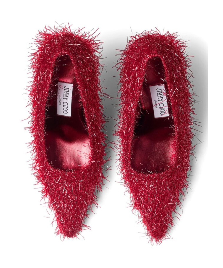 Jimmy Choo Ixia 80 Tinsel Pumps In Red