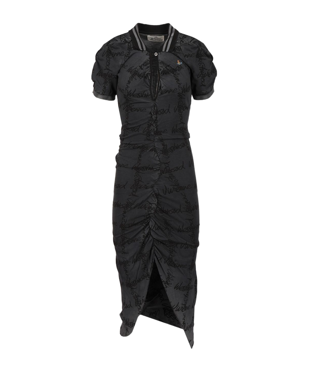 Vivienne Westwood Pulling Dress Print Organic Piquet Grey-overdye-vw-grid L Women In Black