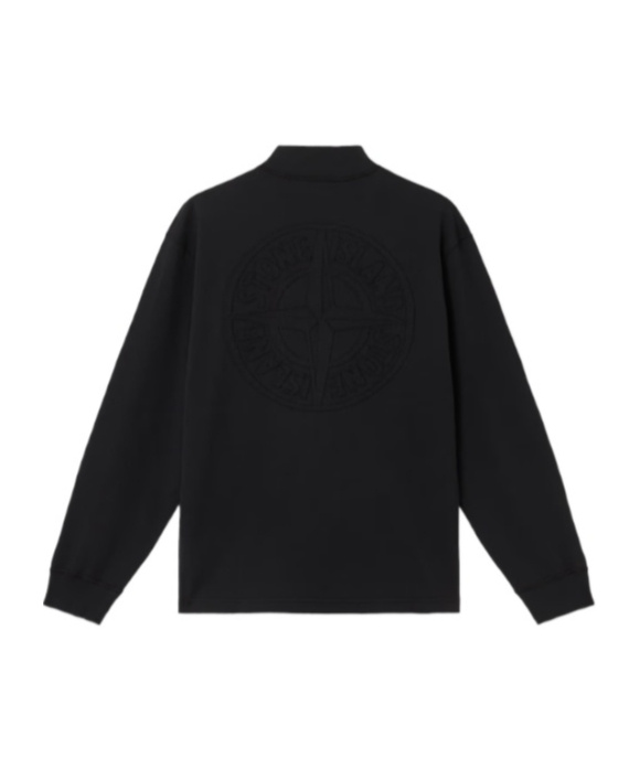 Stone Island Oversized-fit Long-sleeve Mock Neck T-shirt With Embroidery In Black