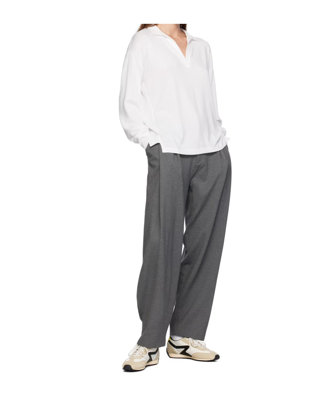 Rag & Bone V-neck Long-sleeved Polo Shirt In White