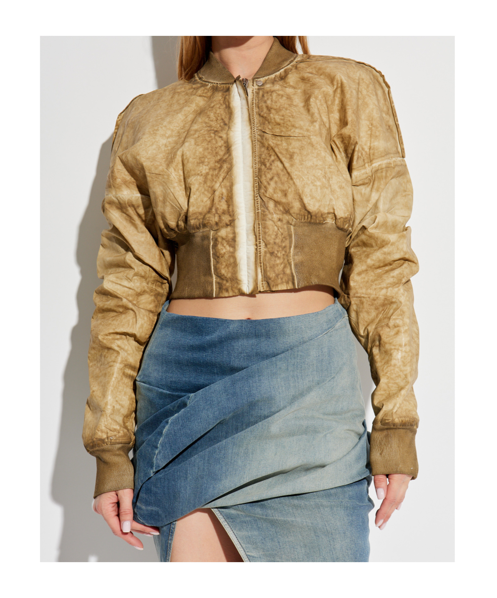 Rick Owens Drkshdw Collage Cropped Jacket In Nude