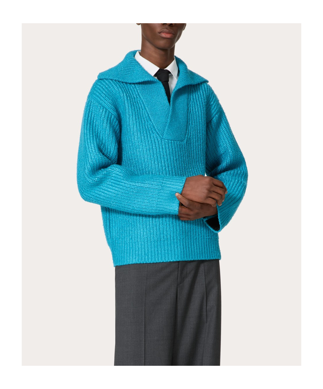 Valentino Garavani Turquoise Silk Blend Sweater In Blue