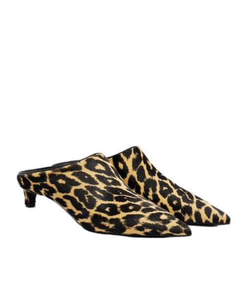 Jil Sander Pointy Leopard-print Calf Hair Mules In Black