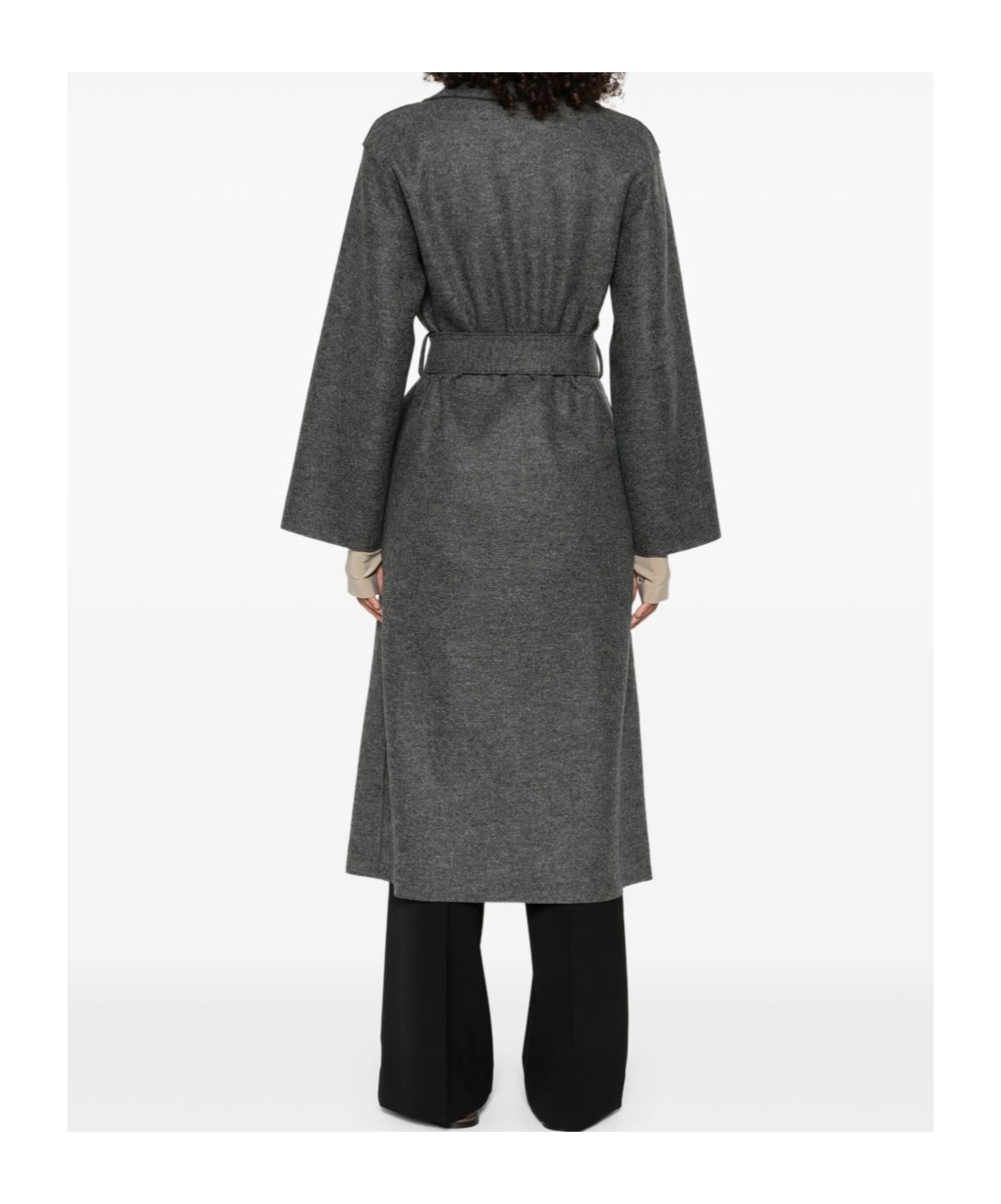 Harris Wharf London Gray Virgin Wool Coat With Belt At The Waist In Gray