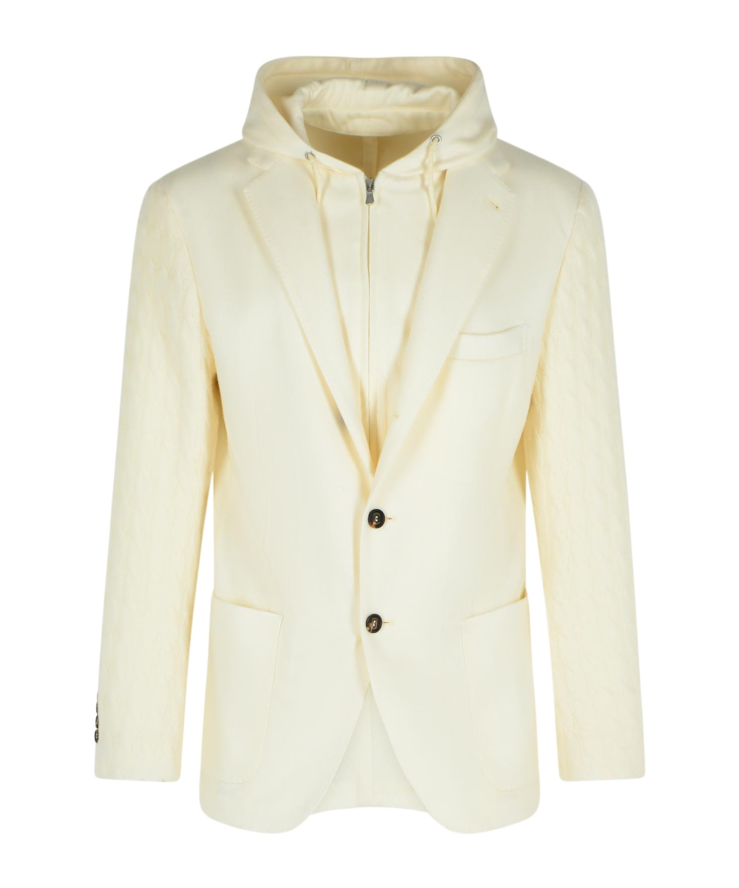Eleventy Ivory Wool And Cashmere Blazer Men In Black