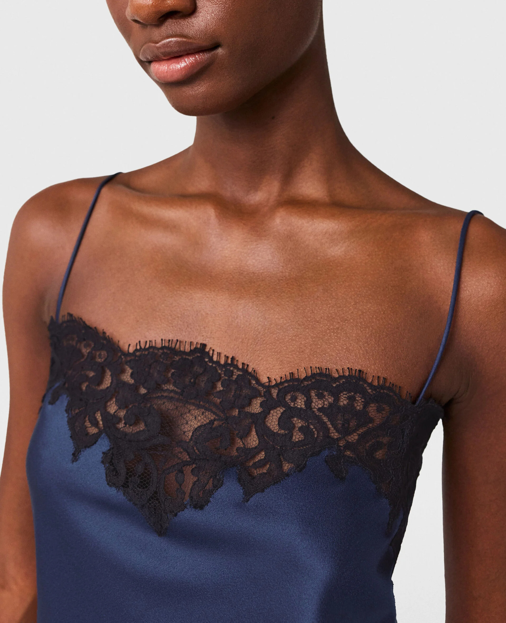Stella Mccartney Iconic Lace Trim Satin Camisole In Blue