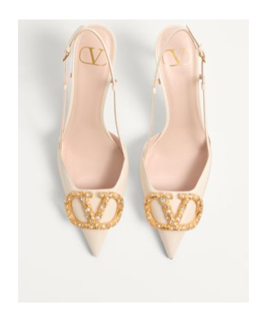 Valentino Garavani Vlogo Signature Slingback Calfskin Pump With Jewel Logo 80mm Woman Ivory 42
