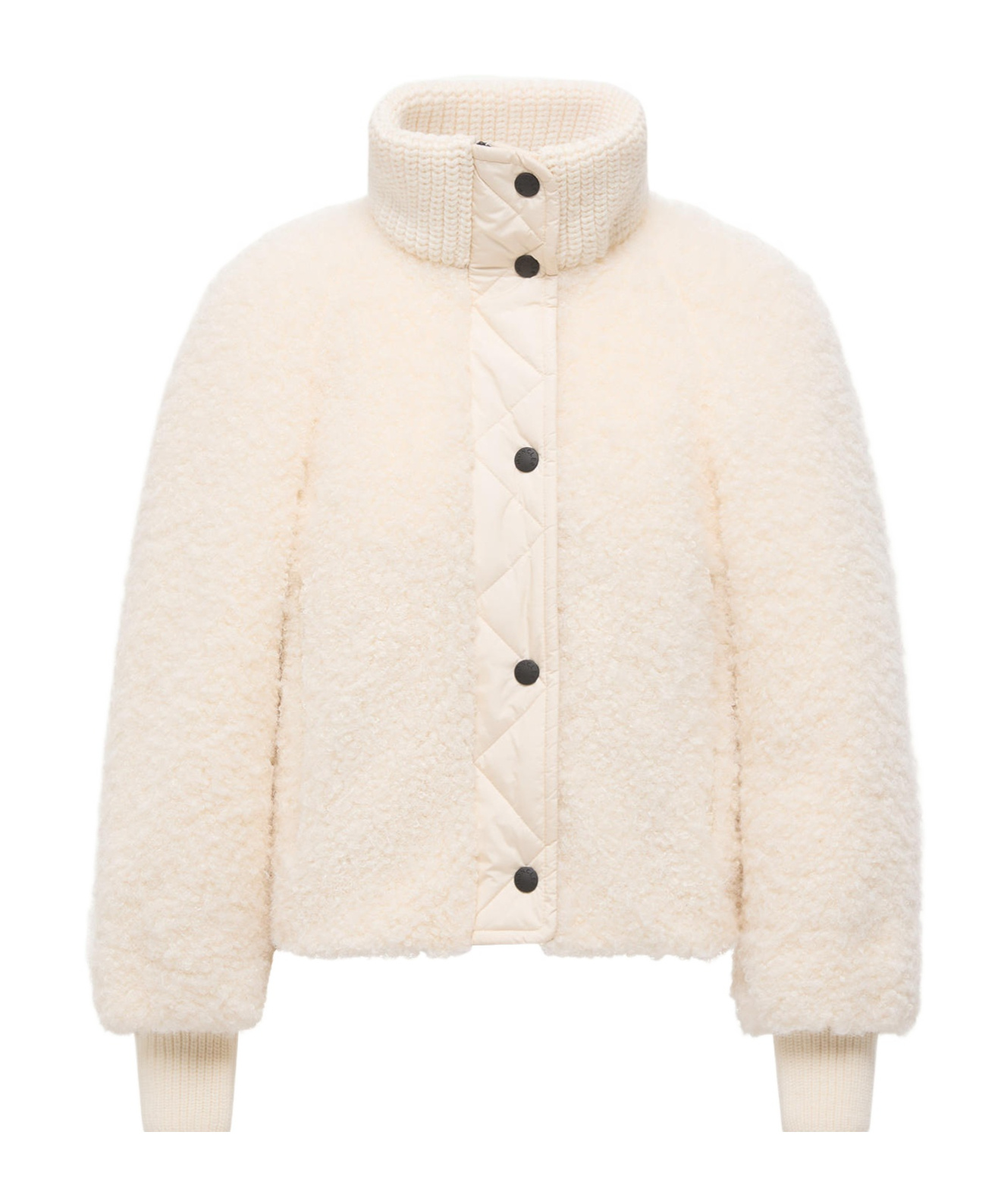 Moncler Ayles Teddy Wool Short Down Jacket In Neutral