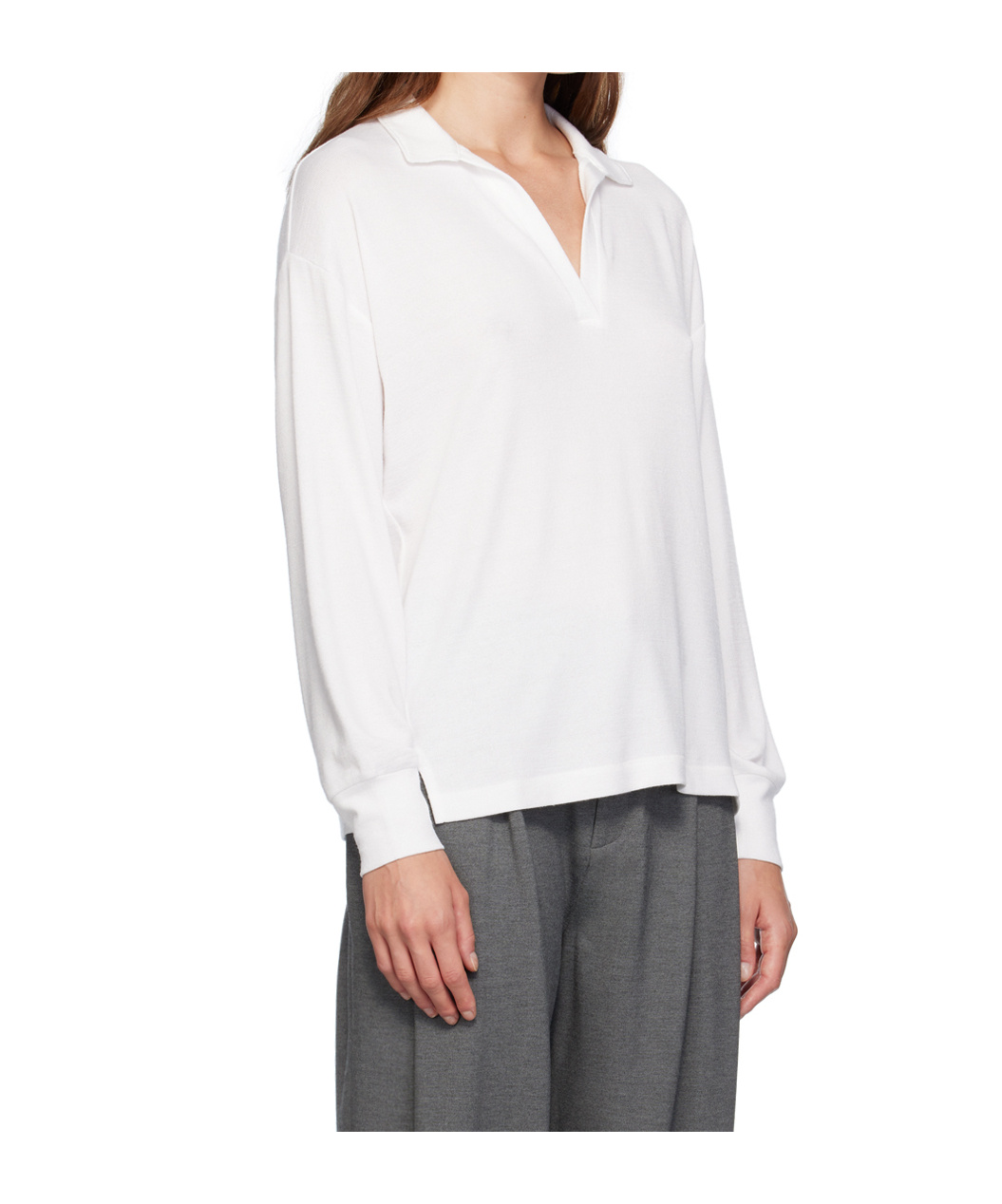 Rag & Bone V-neck Long-sleeved Polo Shirt In White