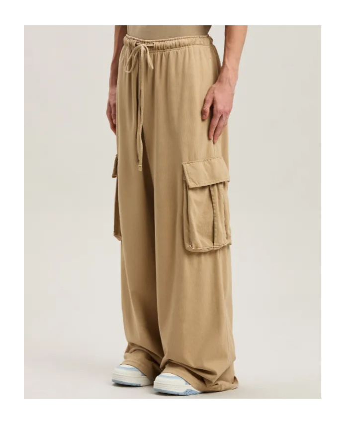 Palm Angels Corduroy Cotton Cargo Trousers In Nude