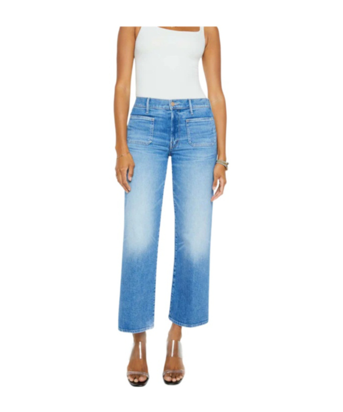 Mother The Patch Pocket Mid Rise Maven Ankle Avant Gardener Jeans In Blue