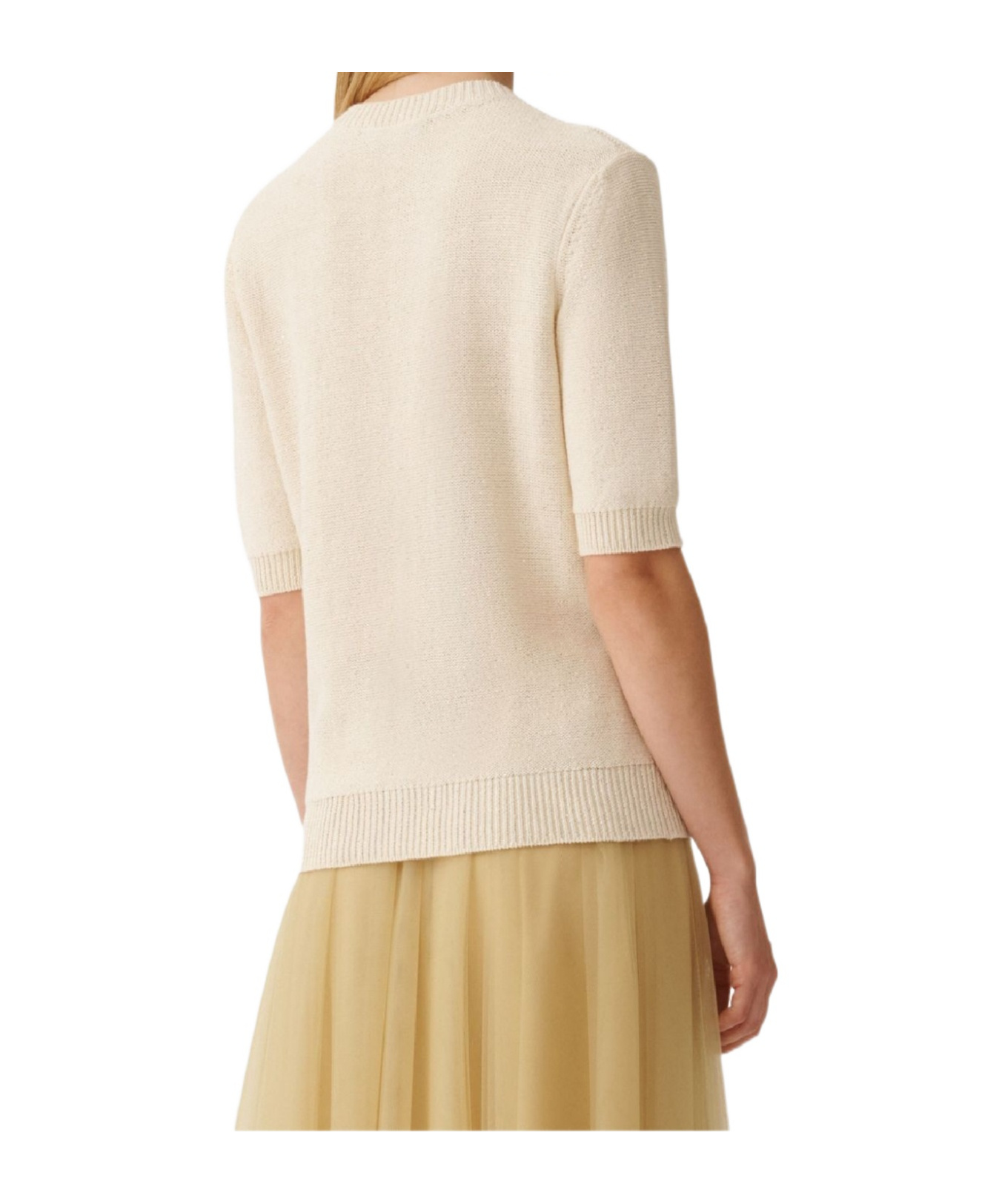 Shop Fabiana Filippi Sequinned Short Sleeved Crewneck Jumper In Nude