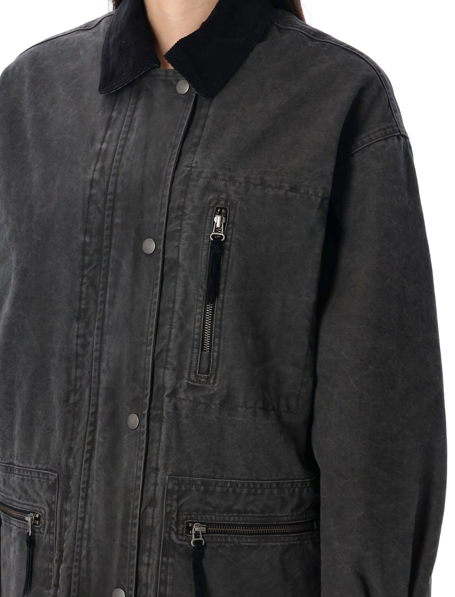 Isabel Marant Étoile Kimelia Coated Cotton Jacket In Black