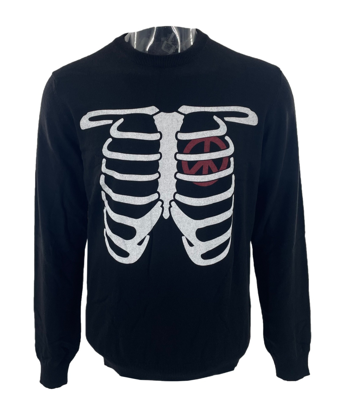 Moschino Round-collar Long-sleeve Hoodie In Black