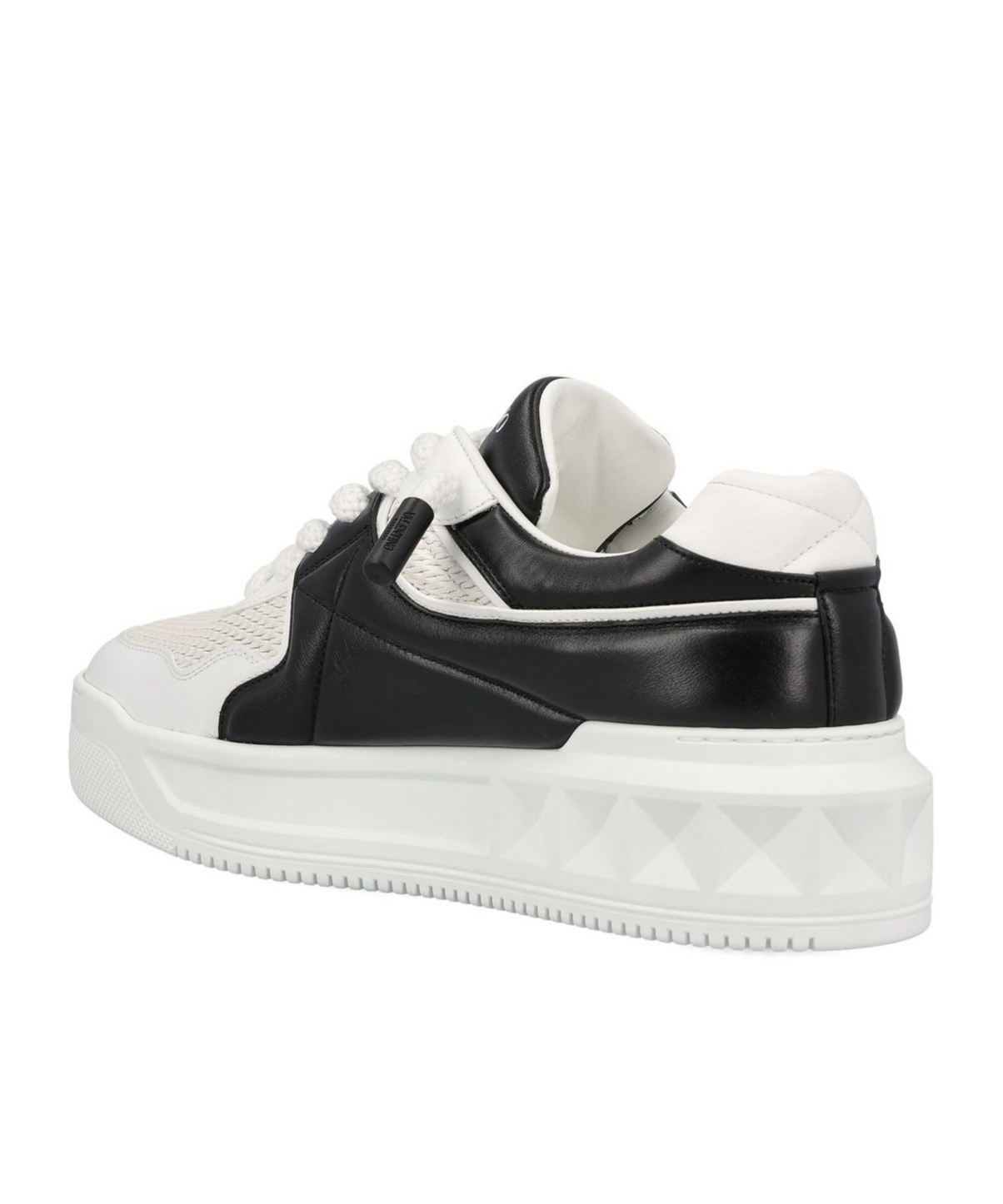 Valentino One Stud Xl Low-top Sneaker In Nappa Leather And Jacquard Toile Iconographe Technical Fabric In White