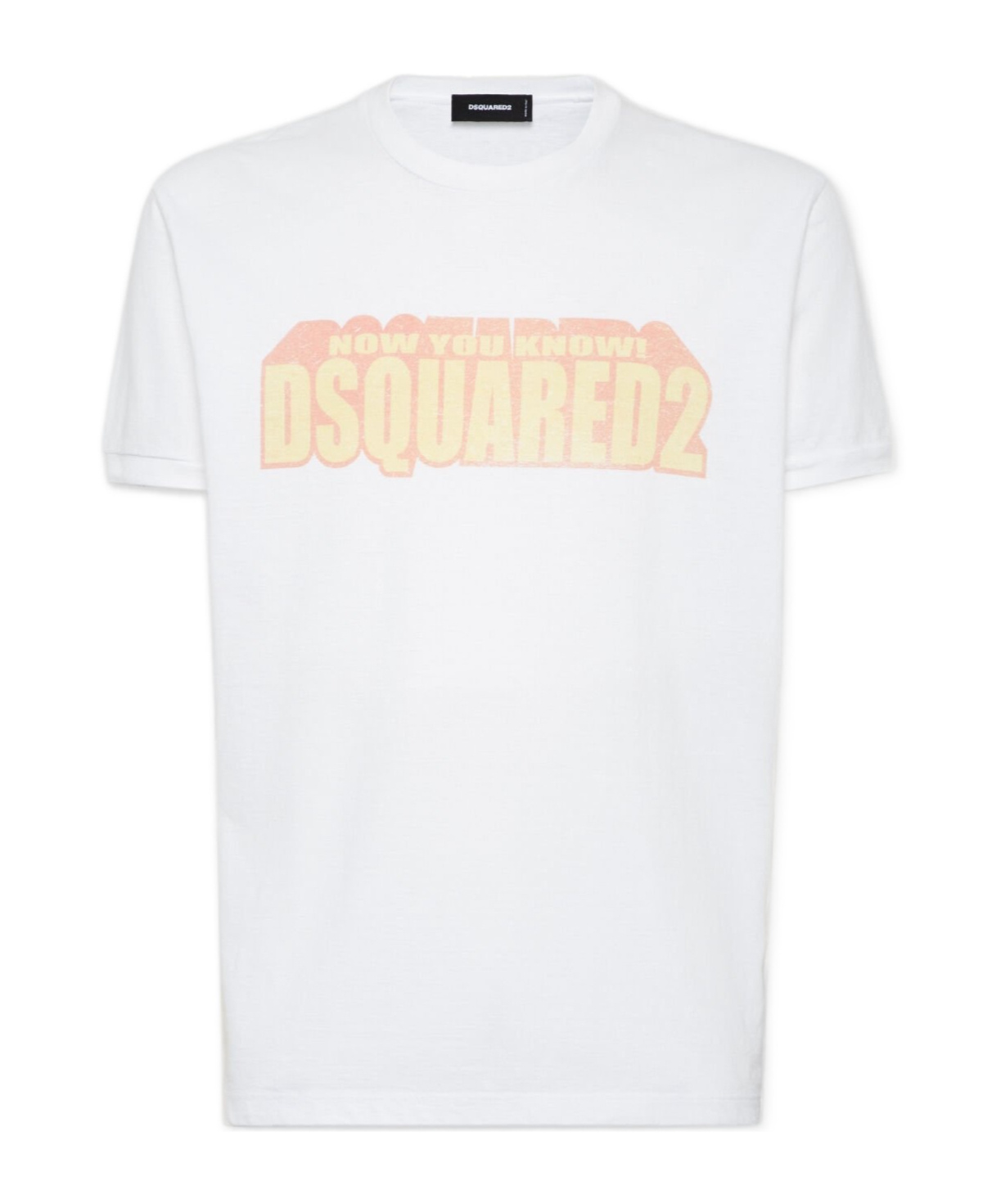 Dsquared2 Crew Neck Cracked Effect Graphic Print In White