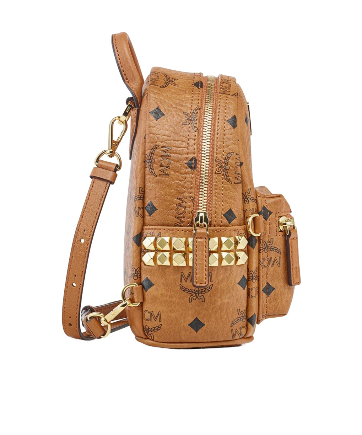 Mcm X-mini Stark Side Stud Convertible Backpack In Brown